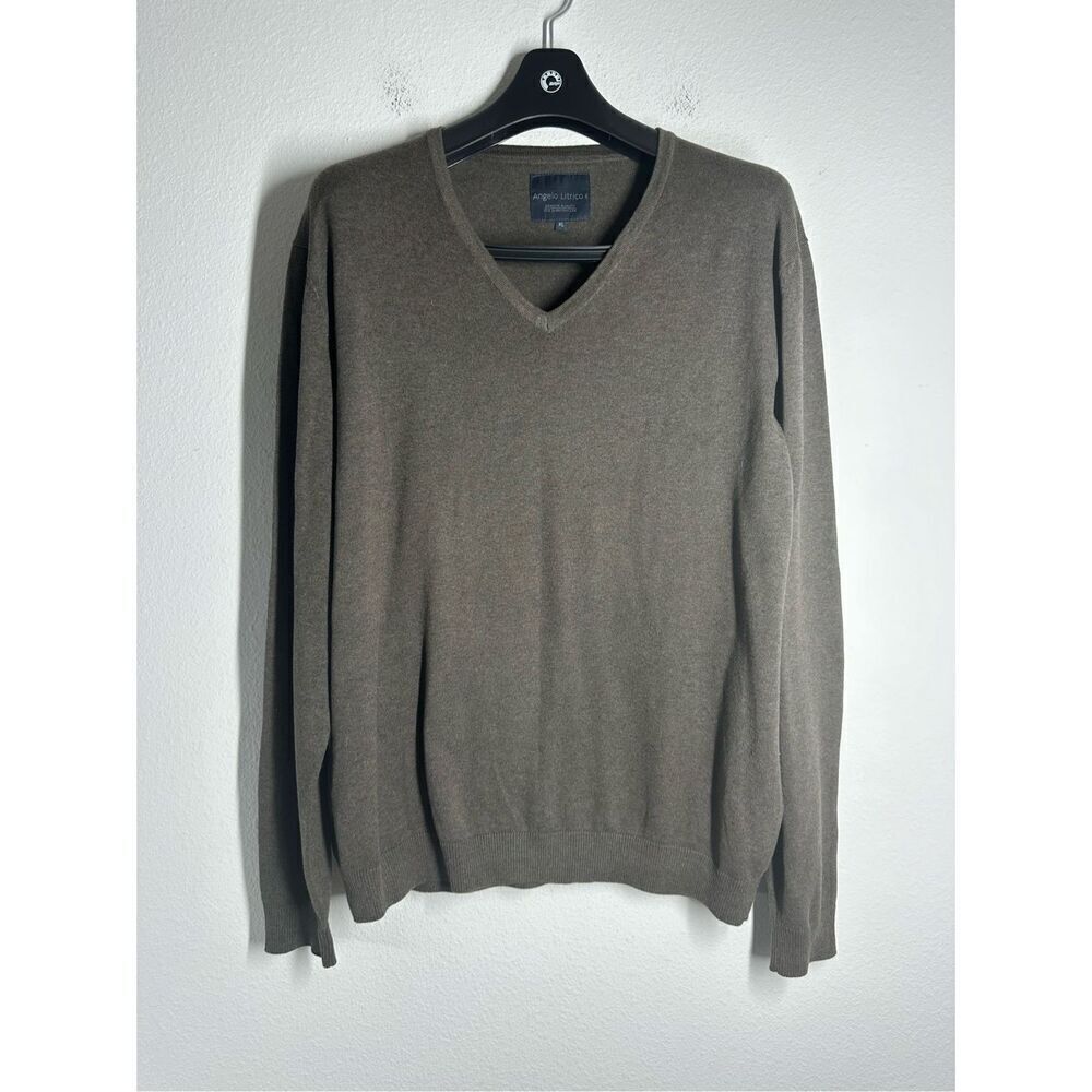 Angelo Litrico Men’s Vneck Cotton Brown Sweater Size XL